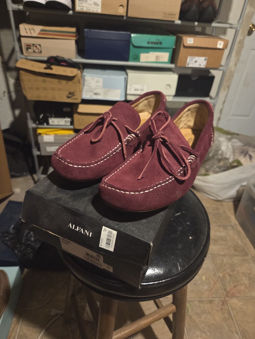 Alfani Men's Wine Burgundy Suede Tassel Moccasin Loafers